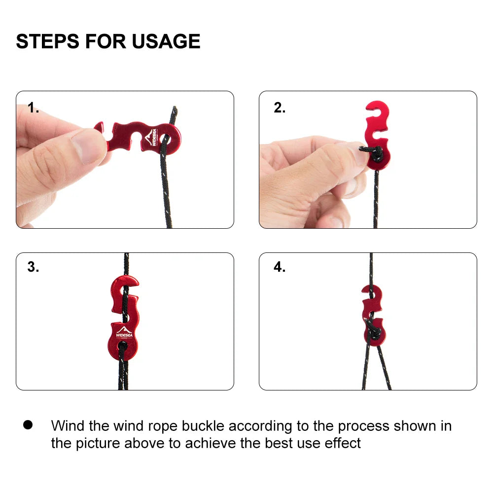 Camping Tent Wind Rope Buckle With Three Hole Openings 4pcs/set