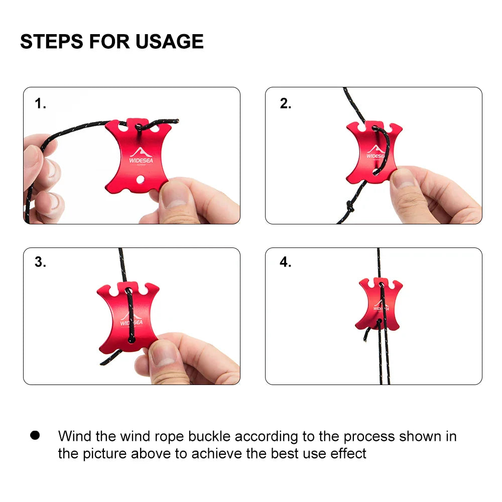 Camping Tent Wind Rope Buckle Aluminium Alloy Cord Buckles 4pcs/set