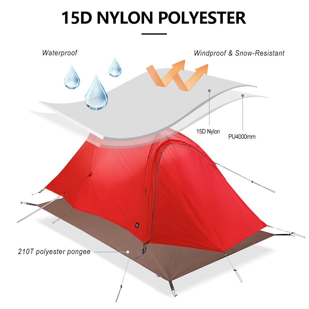 Widesea Camping Tent 1 Person 15D Nylon Backpaking Tents