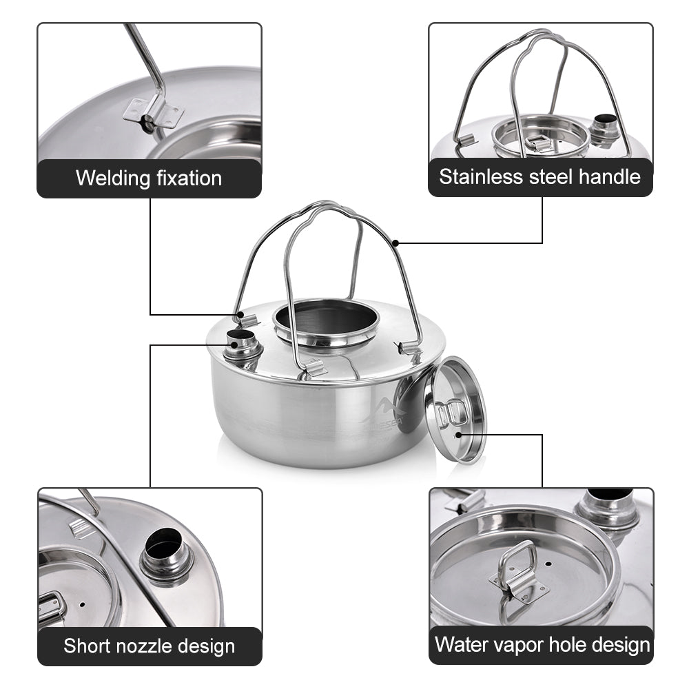 Widesea Camping 1.7L SS304 Stainless Kettle