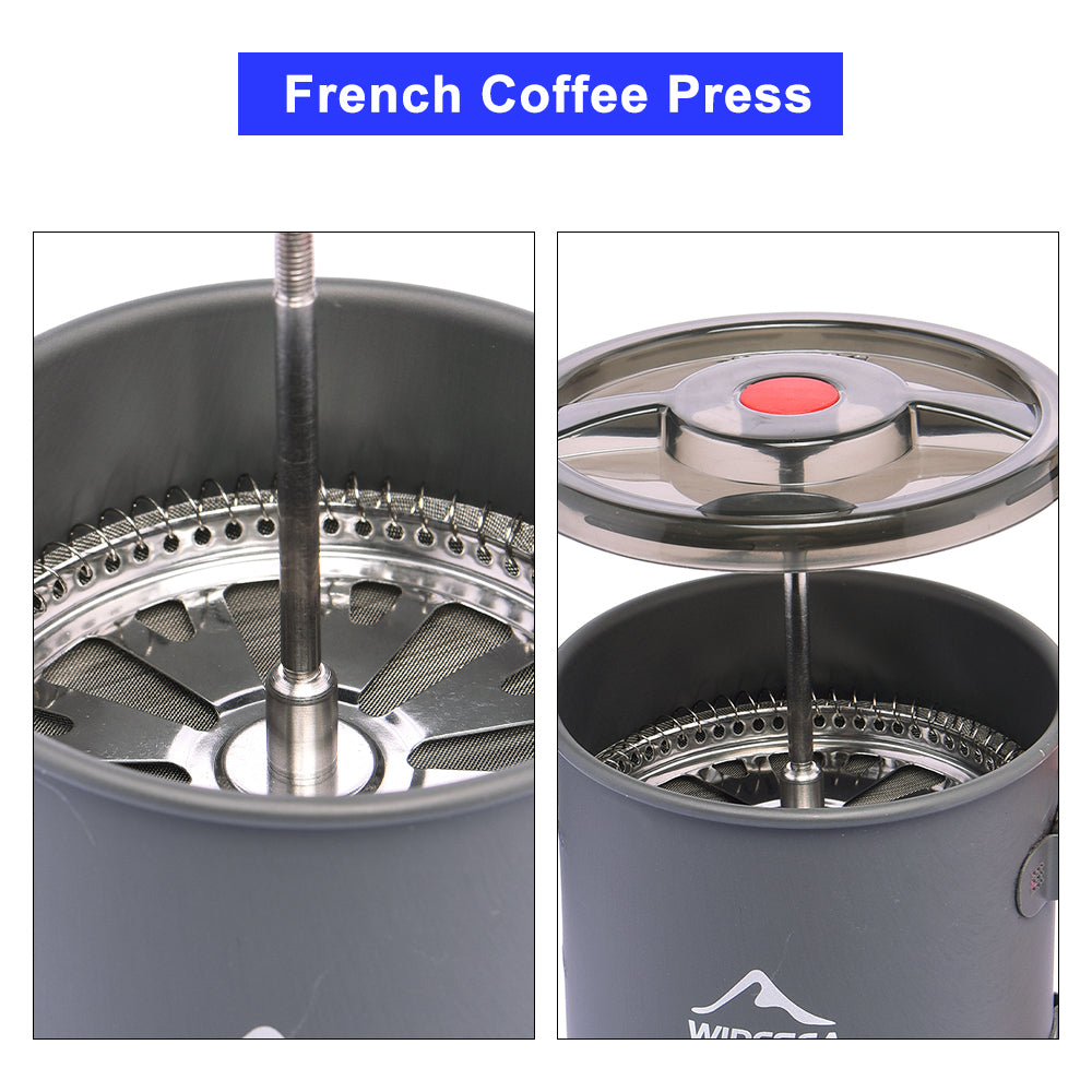 Camping Aluminum Coffee Pot with French Press 750ML