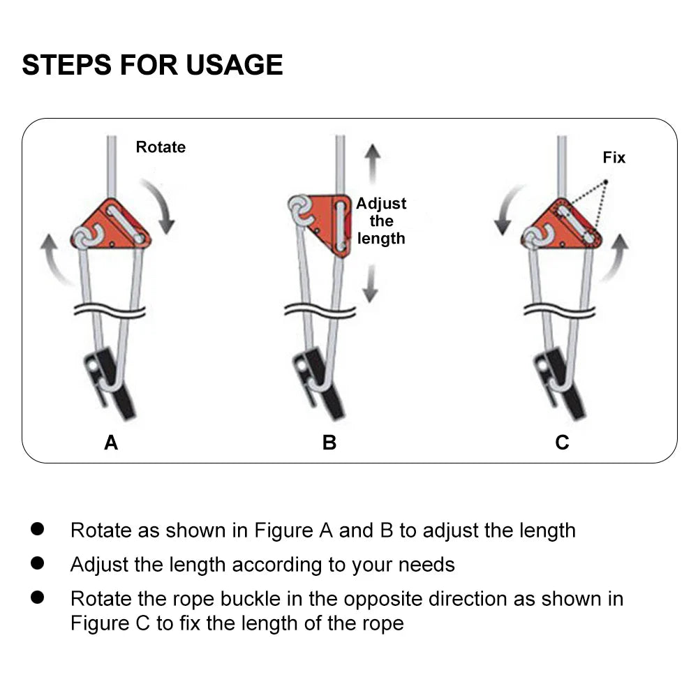 Camping Tent Wind Rope Triangle Buckle 4pcs/set