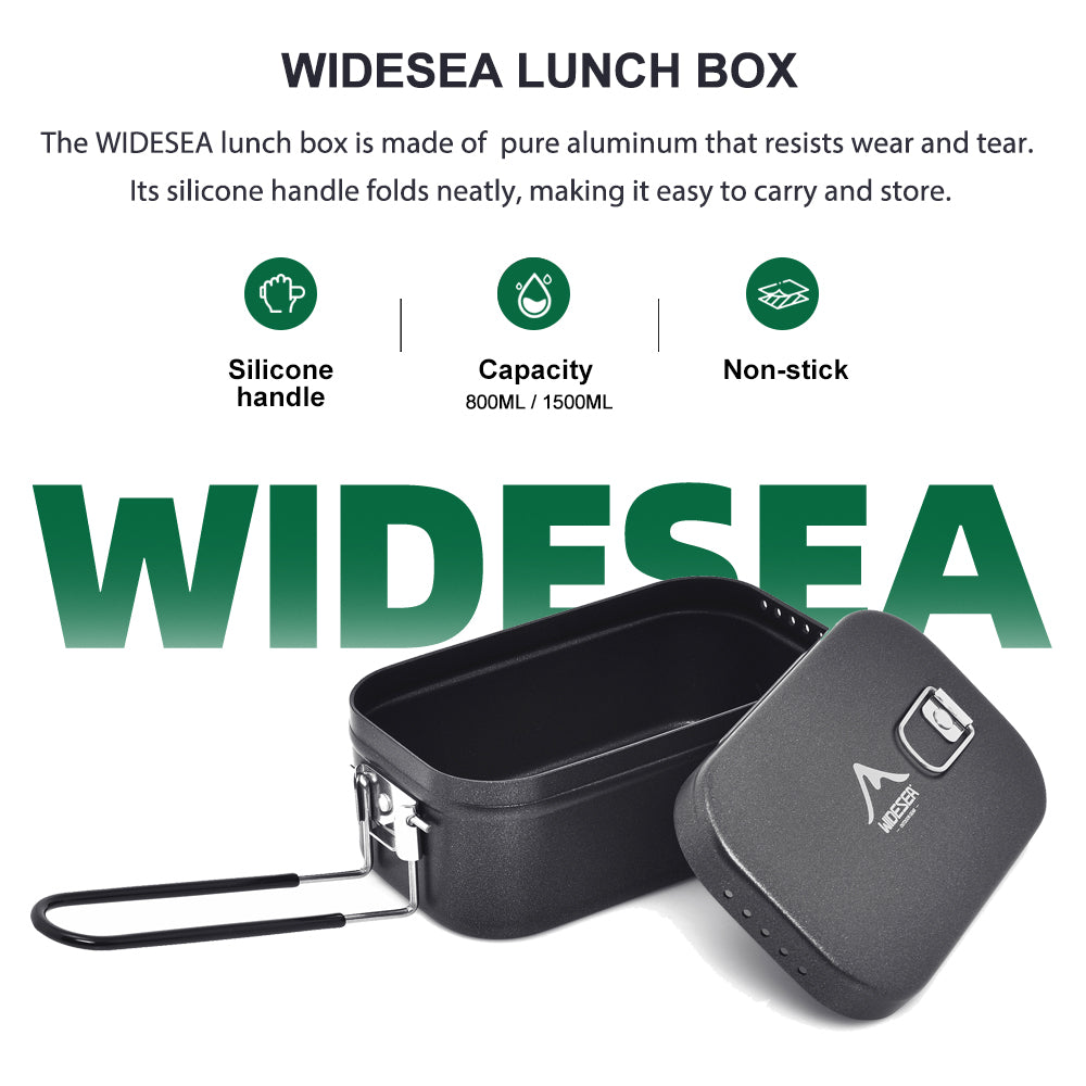 Widesea Camping Lunch Box Non-stick Cutlery Foldable Aluminum Non-Stick