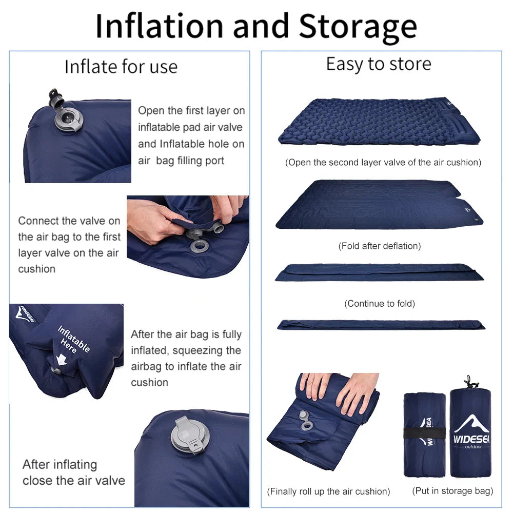 Camping 2-Person  Air Mattress Ultralight Folding Sleeping Pad  ﻿
