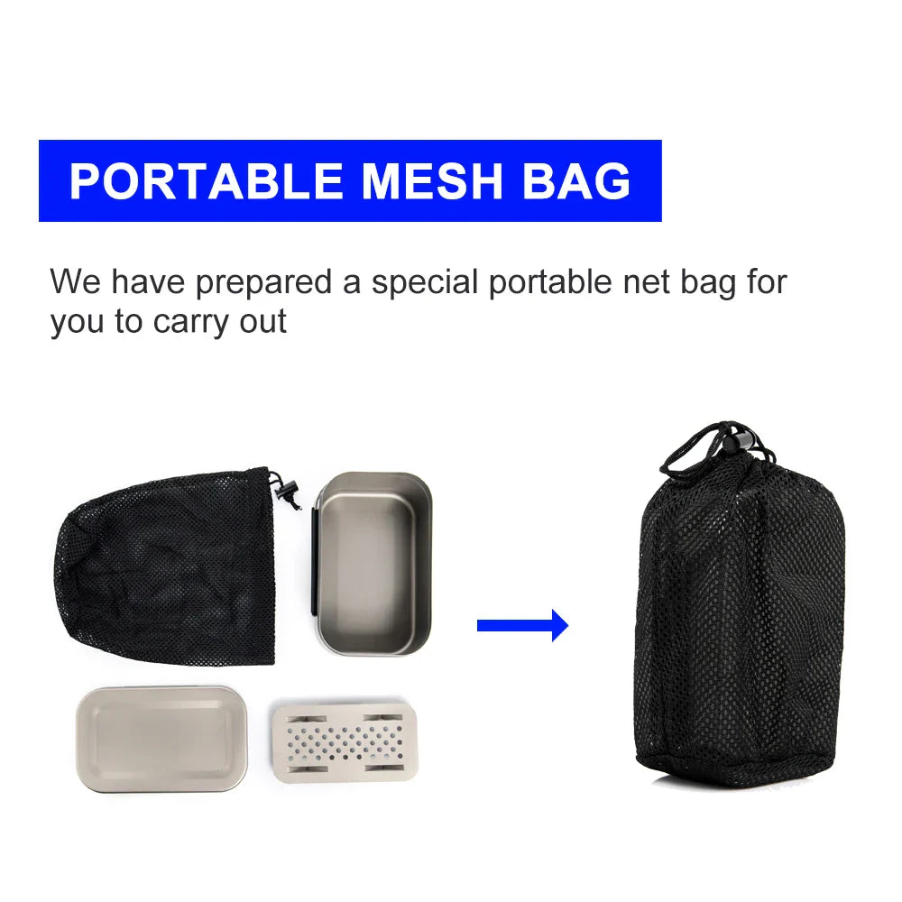 Camping Lunch Box Outdoor Lightweight Bento Box with Rack Lid Handle