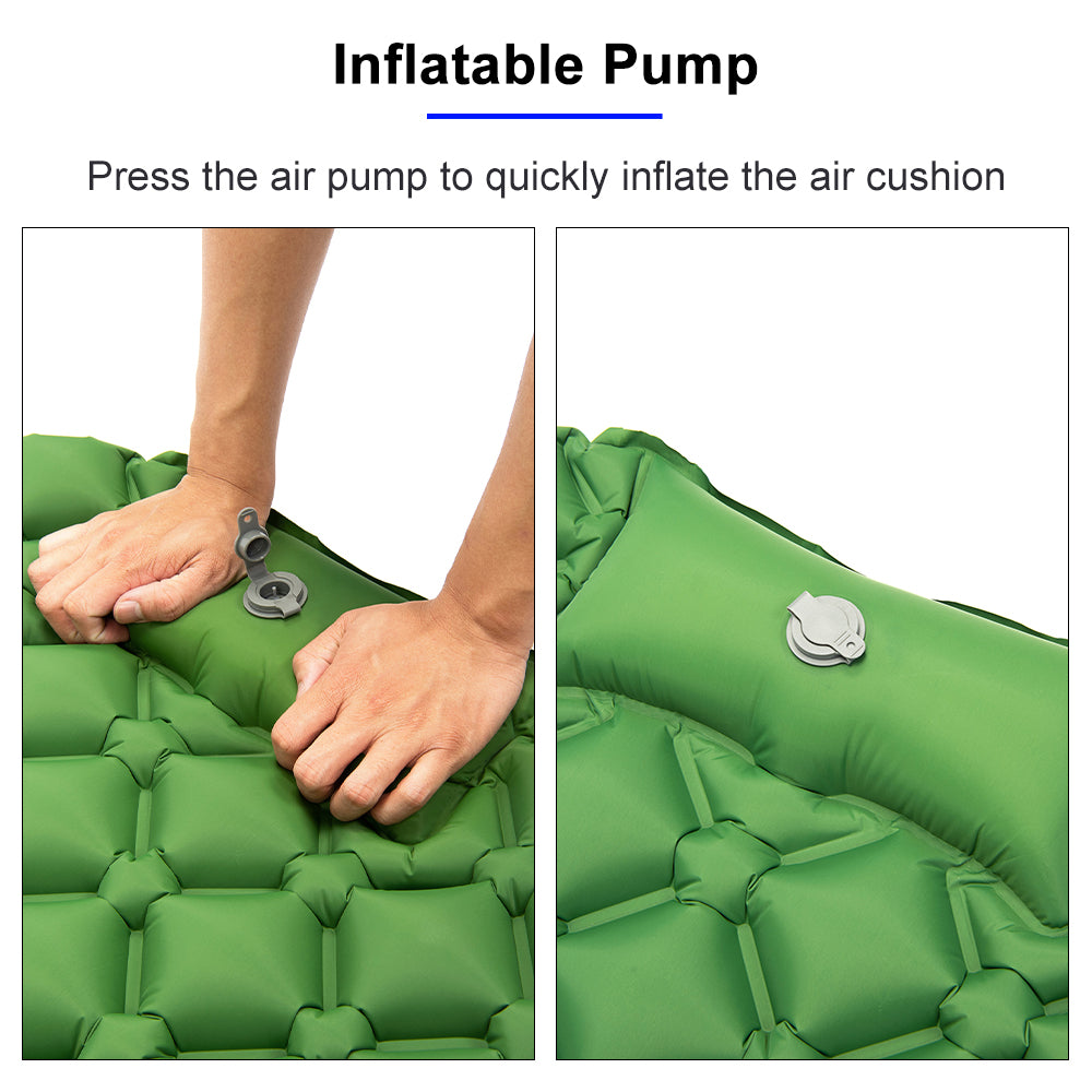Camping sleeping pad with air pumb