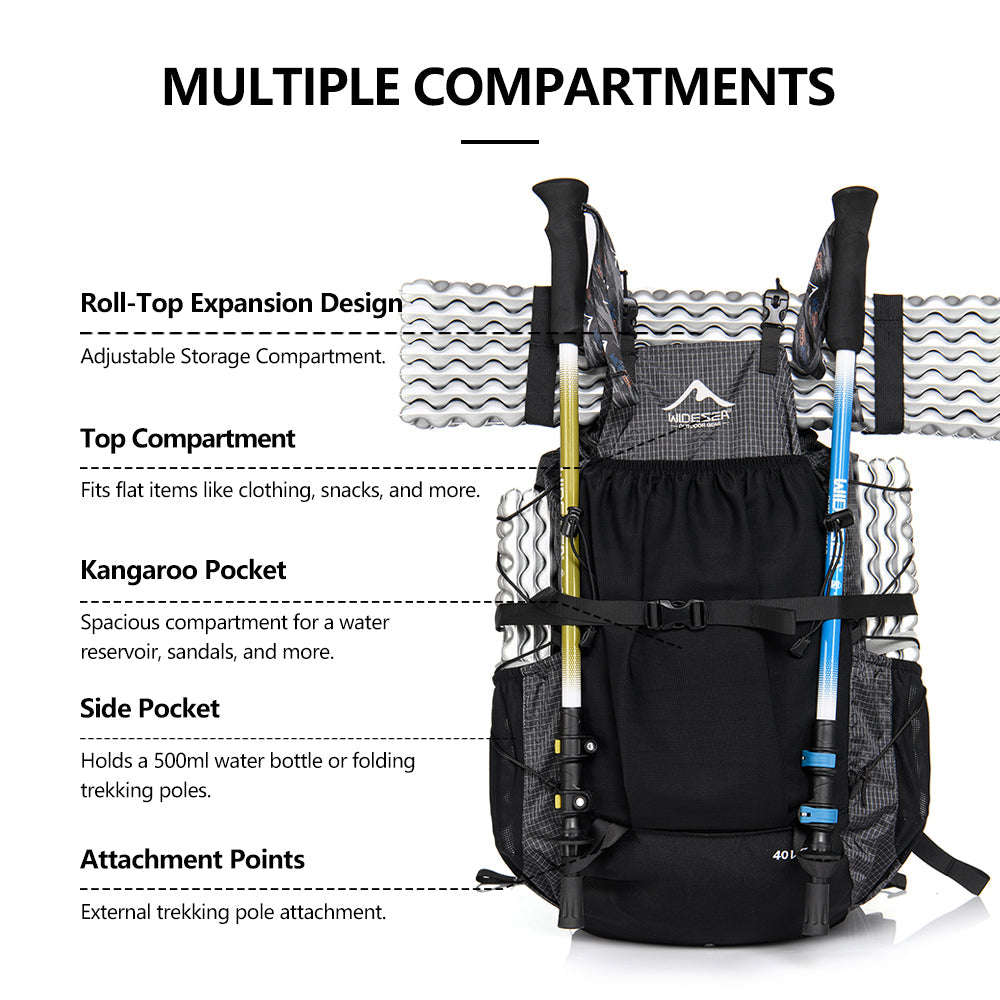 Widesea Camping Climbing Sports Waterproof  40L Backpacks